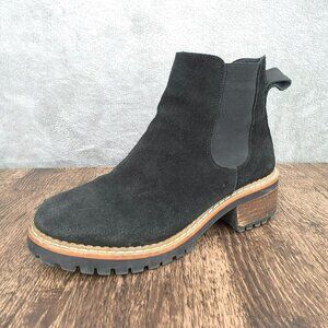 Bertuchi Chelsea Boot 39 8 Black Suede Leather Pull On Side Gore Chunky Lug Sole